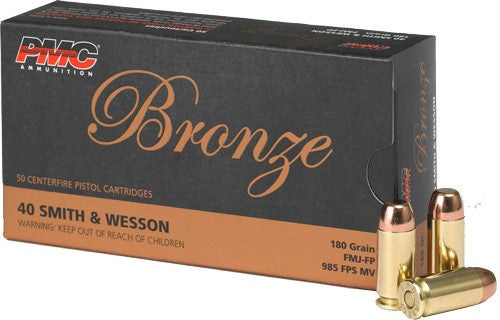 PMC Bronze Full Metal Jacket Flat Point 180 Grain .40 S&W 985 fps 741569070454