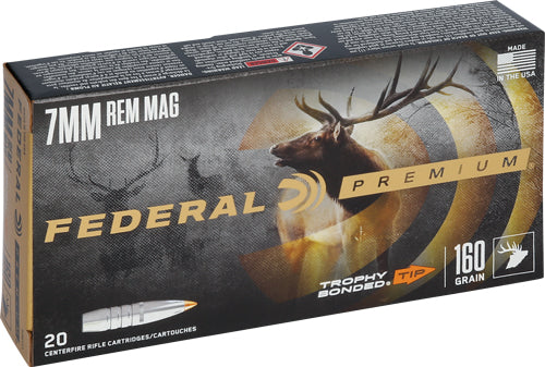 Federal Premium Bonded Hollow Point Trophy Bonded Tip 160 Grain 7mm Remington Mag 2900 fps 029465099527