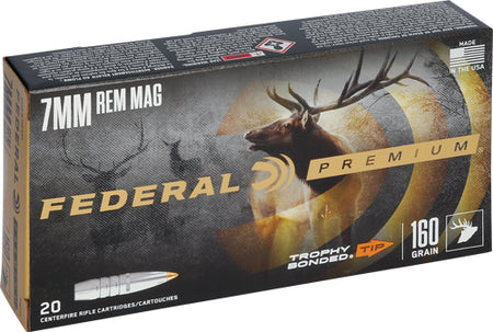 Federal Premium Bonded Hollow Point Trophy Bonded Tip 160 Grain 7mm Remington Mag 2900 fps 029465099527