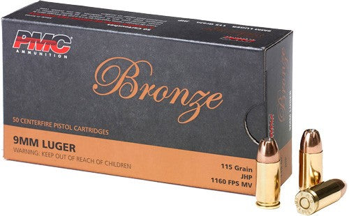 PMC Bronze Jacketed Hollow Point 115 Grain 9mm Luger/Parabellum 1160 fps 741569050708