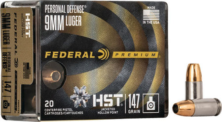 Federal Premium Personal Defense HST Jacketed Hollow Point 147 Grain 9mm Luger/Parabellum 1000 fps 604544621075