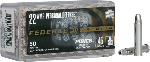 Federal Premium Personal Defense Punch Jacketed Hollow Point 45 Grain .22 WMR 1000 fps 604544683219
