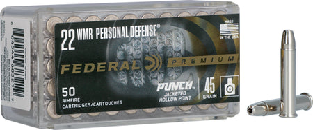 Federal Premium Personal Defense Punch Jacketed Hollow Point 45 Grain .22 WMR 1000 fps 604544683219