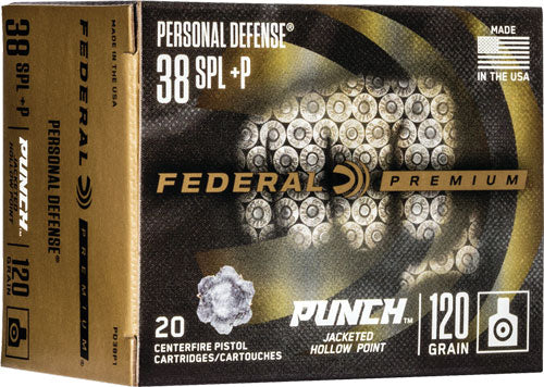 Federal Premium Personal Defense Punch Jacketed Hollow Point 120 Grain .38 Special 1000 fps 604544659016