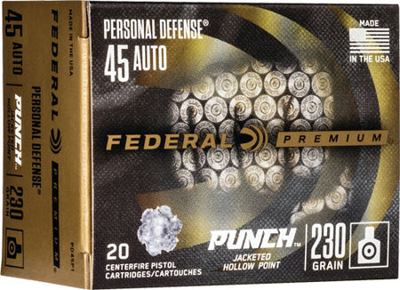 Federal Premium Personal Defense Punch Jacketed Hollow Point 230 Grain .45 ACP/Auto 890 fps 604544659030
