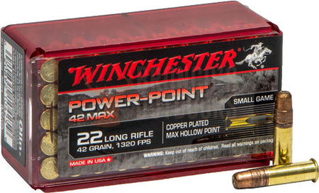 Winchester .22 Long Rifle 42 Max 42 grain Hollow Point ammunition