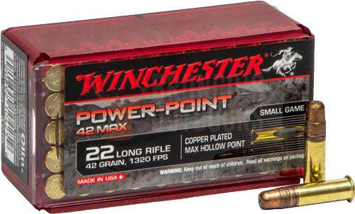 Winchester .22 Long Rifle 42 Max 42 grain Hollow Point ammunition