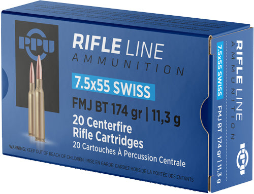 Prvi Partizan 7.5x55mm Swiss Metric Rifle 174 grain Full Metal Jacket Boat Tail ammunition