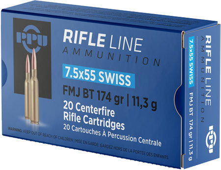 Prvi Partizan 7.5x55mm Swiss Metric Rifle 174 grain Full Metal Jacket Boat Tail ammunition