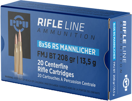 Prvi Partizan 8X56mmR Hungarian Rifle 208 grain Full Metal Jacket ammunition