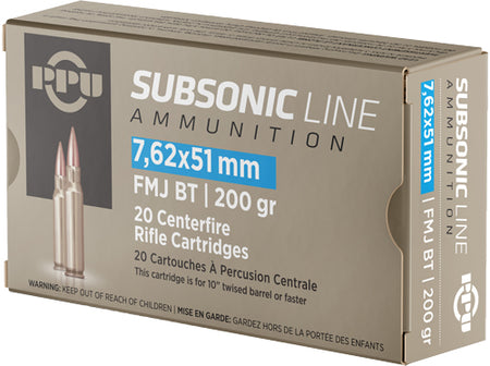 Prvi Partizan .308 Win / 7.62x51mm Subsonic 200 grain Full Metal Jacket Boat Tail ammunition