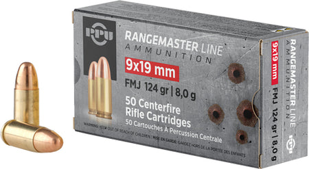 Prvi Partizan Rangemaster Full Metal Jacket 124 Grain 9mm Luger/Parabellum 1263 fps 8605003819950