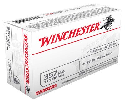 Winchester USA Jacketed Hollow Point 110 Grain .357 Magnum 1295 fps 020892201958