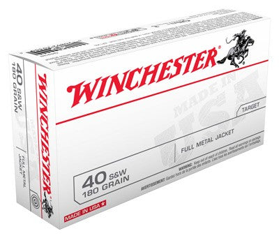 Winchester USA Full Metal Jacket 180 Grain .40 S&W 1020 fps 020892203006
