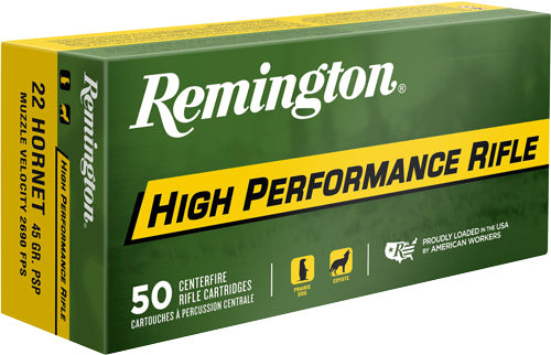 Remington .22 Hornet High Performance Rifle 45 grain Pointed Soft Point ammunition
