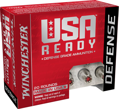 Winchester USA Ready Defense Pistol Ammo 9mm 124 gr. Hex-Vent HP 20 rd.
