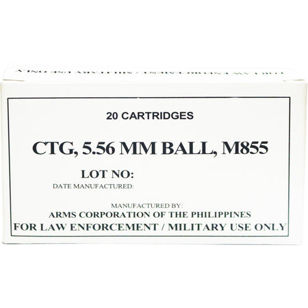 Armscor 5.56x45mm NATO M855 62 grain Full Metal Jacket ammunition