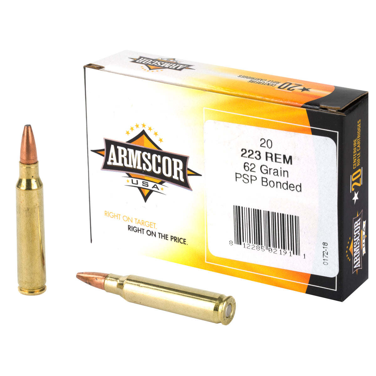 Armscor .223 Remington  62 grain Soft Point Boat Tail ammunition