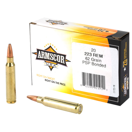 Armscor .223 Remington  62 grain Soft Point Boat Tail ammunition