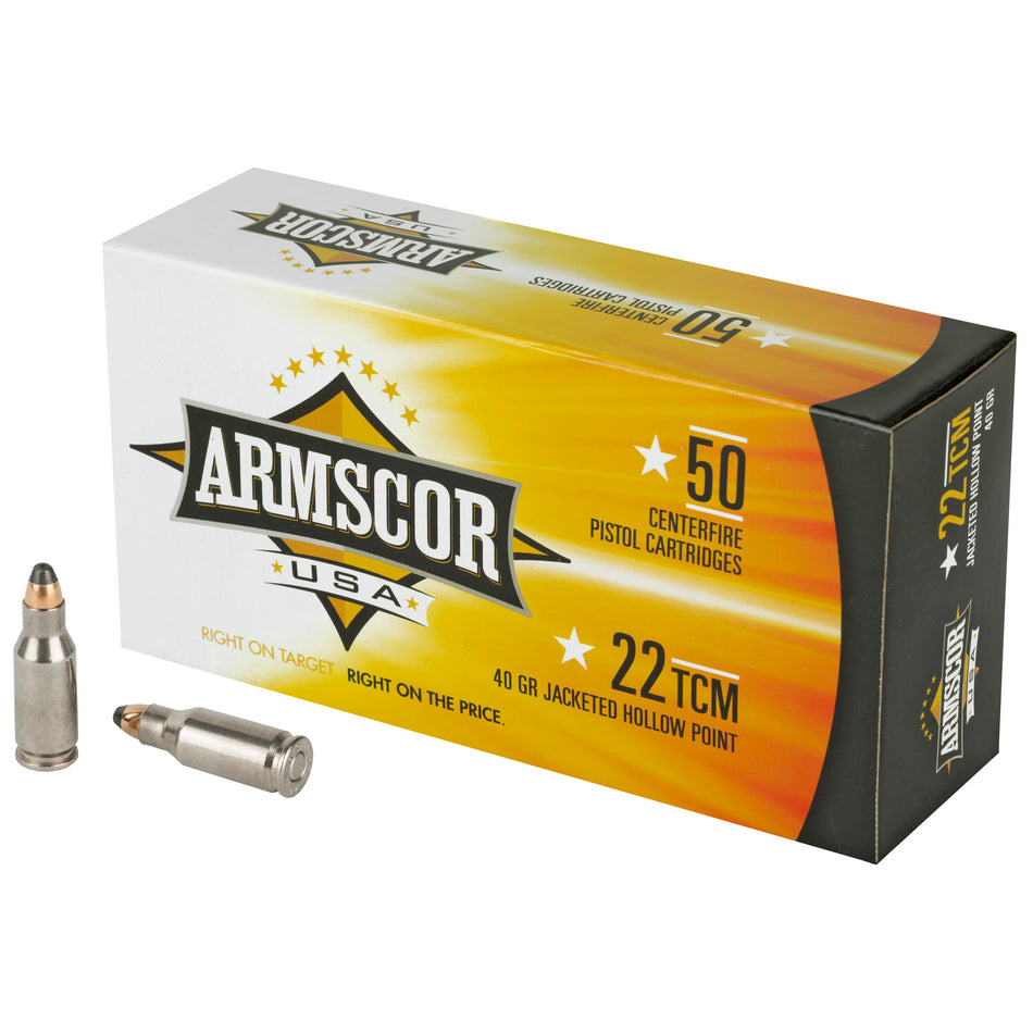 Armscor .22 TCM Competition 40 grain Jacketed Hollow Point ammunition
