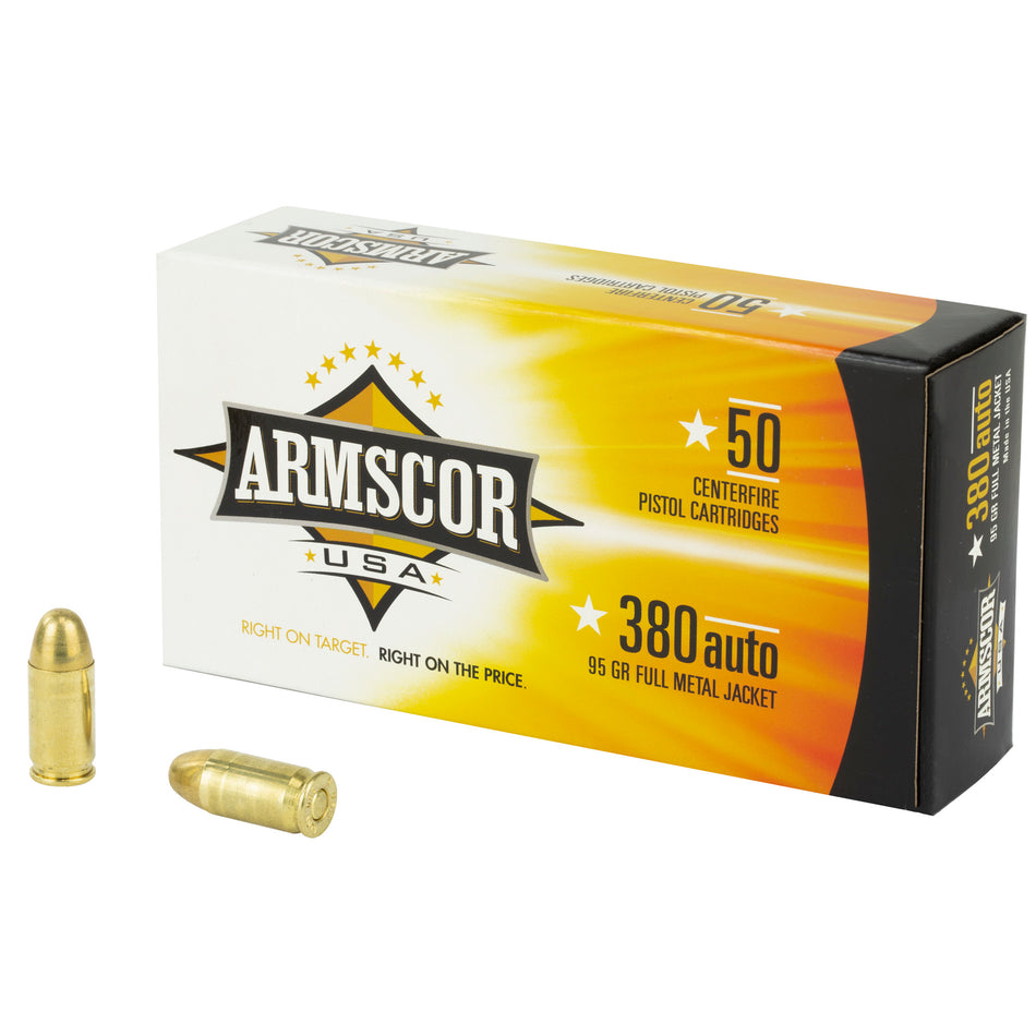 Armscor .380 ACP/Auto Precision 95 grain Full Metal Jacket ammunition