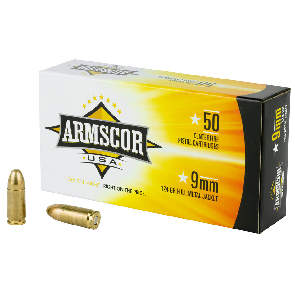 Armscor 9mm Luger / Parabellum USA 124 grain Full Metal Jacket ammunition