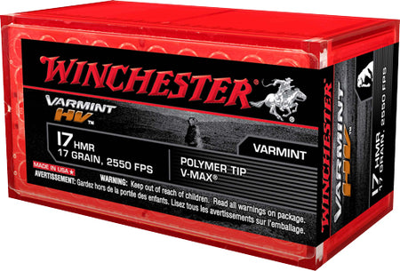 Winchester Varmint HV Hornady V-Max 17 Grain .17 HMR 2550 fps 020892102491