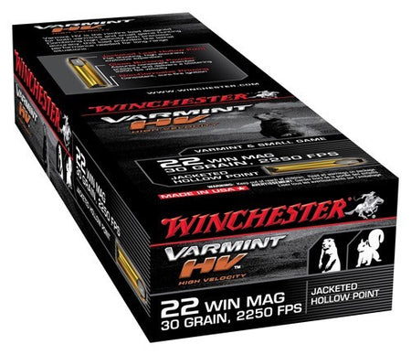 Winchester Varmint HV Jacketed Hollow Point 30 Grain .22 WMR 2250 fps 020892102040