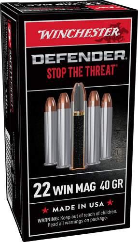 Winchester .22 Magnum / WMR PDX1 Defender 45 grain Jacketed Hollow Point ammunition