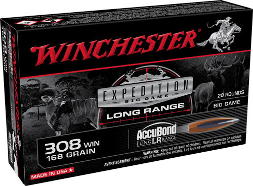 Winchester Expedition Big Game Nosler AccuBond Long-Range 168 Grain .308 Win / 7.62x51mm 2680 fps 020892229839