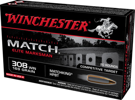 Winchester Elite Marksman Sierra MatchKing Boat Tail Hollow Point 169 Grain .308 Win / 7.62x51mm 2755 fps 020892231115