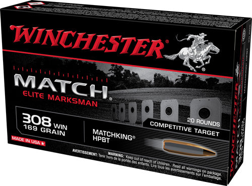 Winchester Elite Marksman Sierra MatchKing Boat Tail Hollow Point 169 Grain .308 Win / 7.62x51mm 2755 fps 020892231115