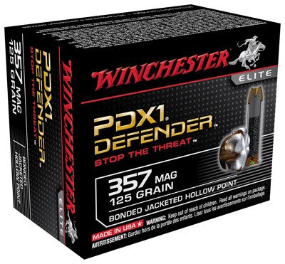 Winchester .357 Magnum PDX1 Defender Elite 125 grain Bonded Jacket Hollow Point ammunition