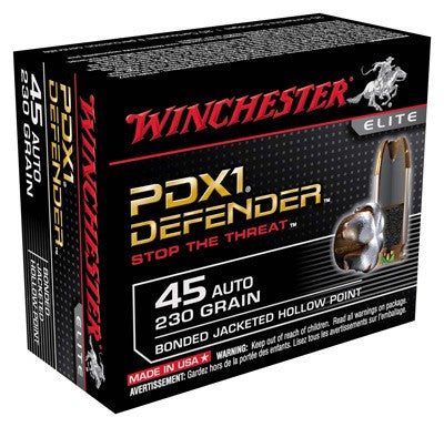 Winchester PDX1 Defender Bonded Jacket Hollow Point 230 Grain .45 ACP/Auto 920 fps 020892217898