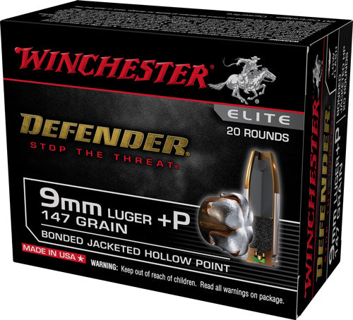 Winchester Defender Elite Bonded Jacket Hollow Point 147 Grain 9mm Luger/Parabellum 1030 fps 020892230958