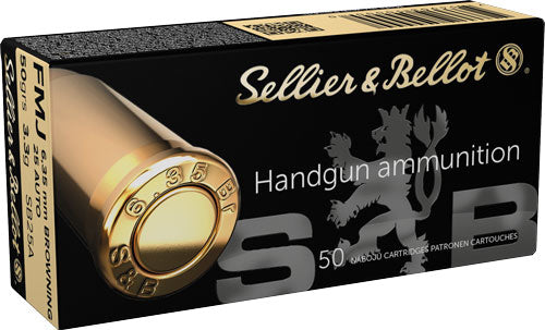 Sellier & Bellot (S&B)  Full Metal Jacket 50 Grain .25 ACP 748 fps 754908500000