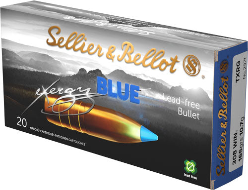 Sellier & Bellot (S&B) eXergy Boat Tail TAC-EX-Blue 165 Grain .308 Win / 7.62x51mm 2720 fps 754908512904