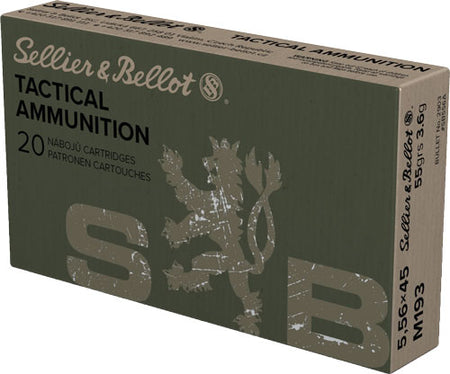 Sellier and Bellot 5.56x45mm NATO Tactical M193 55 grain Full Metal Jacket ammunition