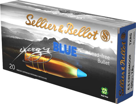 Sellier & Bellot (S&B) eXergy Boat Tail TAC-EX-Blue 120 Grain 6.5mm Creedmoor 2851 fps 754908512911