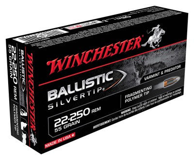 Winchester .22-250 Remington Ballistic Silvertip 55 grain Polymer Tip ammunition