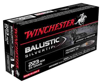 Winchester .223 Remington Ballistic Silvertip 55 grain Fragmenting Polymer Tip ammunition