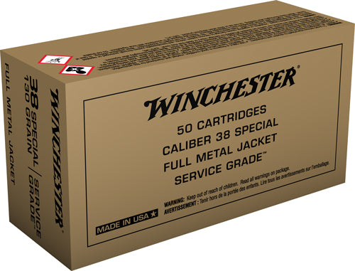 Winchester Service Grade Full Metal Jacket Flat Nose 130 Grain .38 Special 800 fps 020892226005