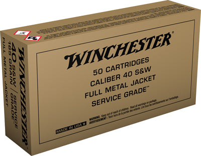Winchester Service Grade Full Metal Jacket Flat Nose 165 Grain .40 S&W 1060FPS 020892226029