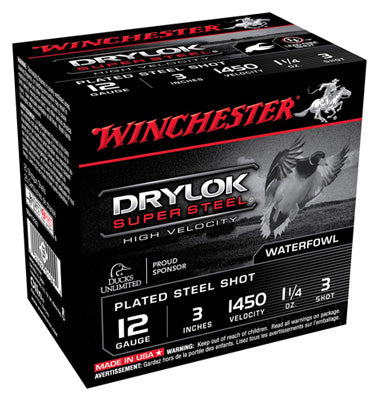 Winchester SSH1233 Drylok Super Steel High Velocity 12 Gauge 3" 1-1/4oz 3 Shot 1450 fps 020892013810