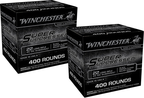 Winchester Super Suppressed Black Copper Plated Round Nose 45 Grain .22 Long Rifle 1090 fps 020892104440