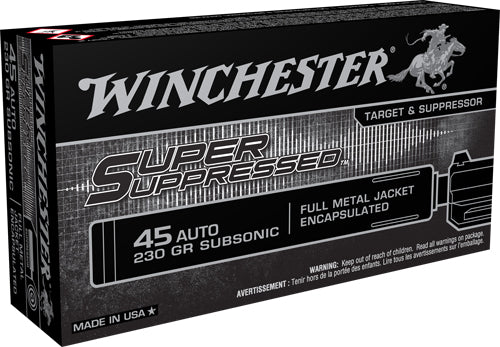 Winchester Super Suppressed Encapsulated Full Metal Jacket 230 Grain .45 ACP/Auto 850 fps 020892224469