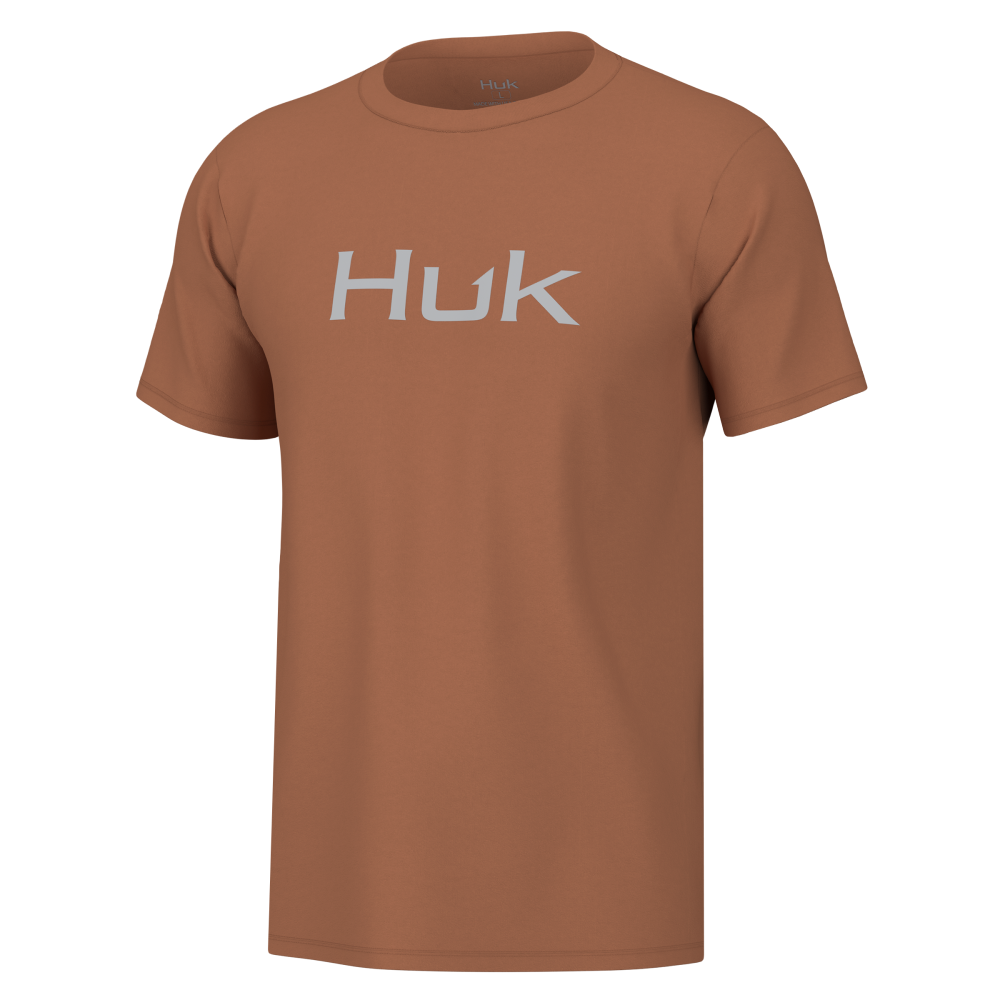 Huk Logo Short Sleeve Cotton Performance Shirt Sunburn M