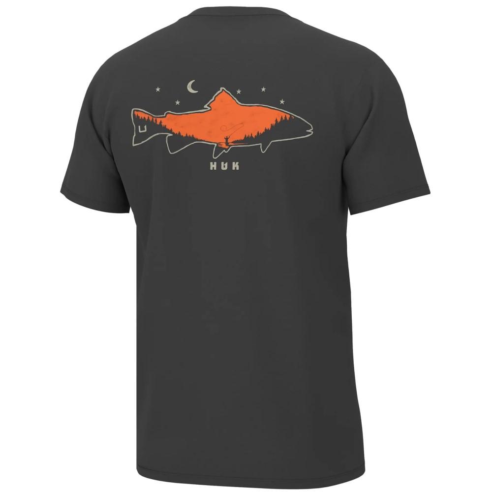Huk Moon Trout Short Sleeve Fishing Shirt Volcanic Ash S
