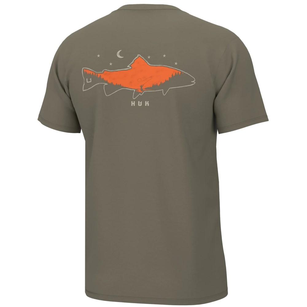 Huk Moon Trout Short Sleeve Fishing Shirt Overland Trek S