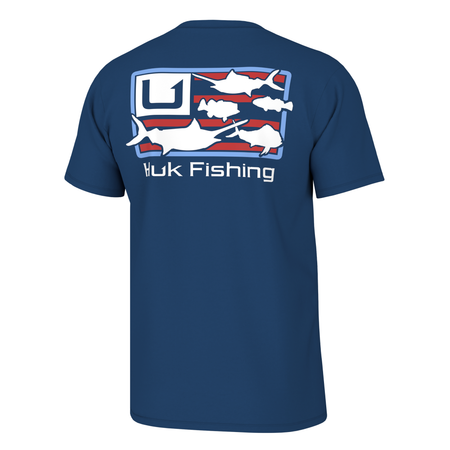 Huk Trophy Flag Short Sleeve Shirt in Set Sail Size Medium